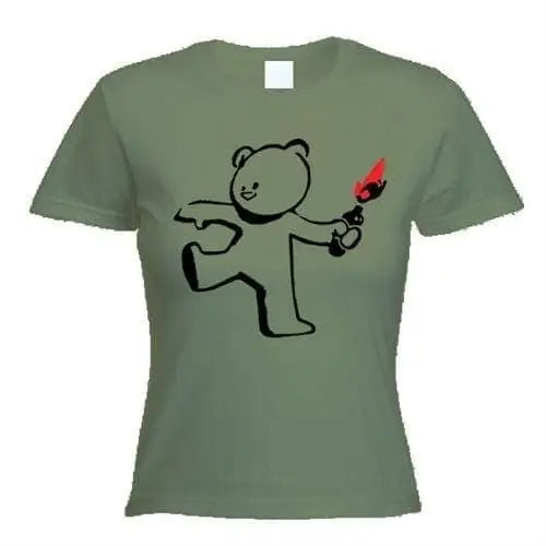Banksy Teddy Bomber Womens T-Shirt XL / Khaki