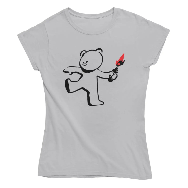 Banksy Teddy Bomber Womens T-Shirt XL / Light Grey
