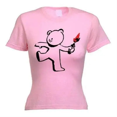 Banksy Teddy Bomber Womens T-Shirt XL / Light Pink