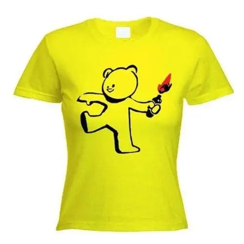 Banksy Teddy Bomber Womens T-Shirt XL / Yellow