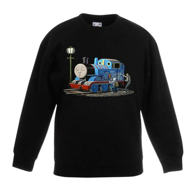 Banksy Thomas The Tank Engine Graffiti Children's Toddler Kids Sweatshirt Jumper 5-6 / Black