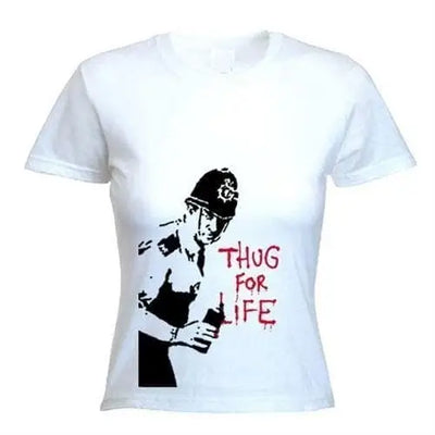 Banksy Thug For Life Copper Womens T-Shirt L / White