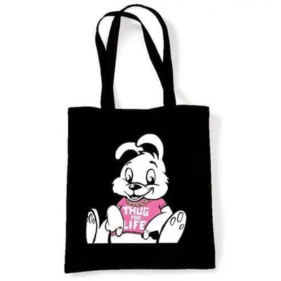 Banksy Thug For Life Rabbit Shoulder Bag Black