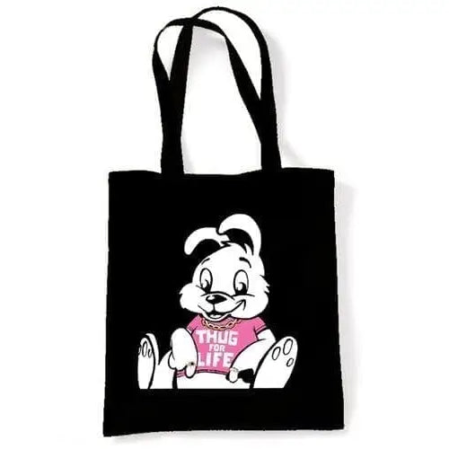 Banksy Thug For Life Rabbit Shoulder Bag Black