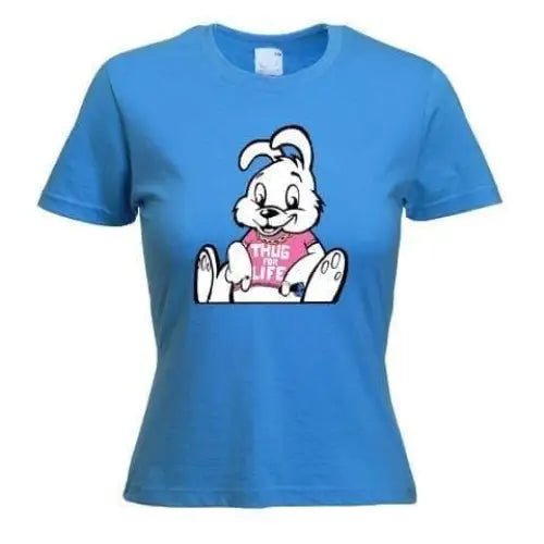 Banksy Thug For Life Rabbit Womens T-Shirt XL / Blue