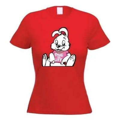 Banksy Thug For Life Rabbit Womens T-Shirt XL / Red