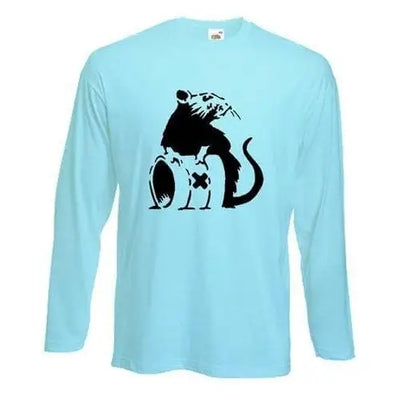 Banksy Toxic Rat Long Sleeve T-Shirt XXL / Light Blue