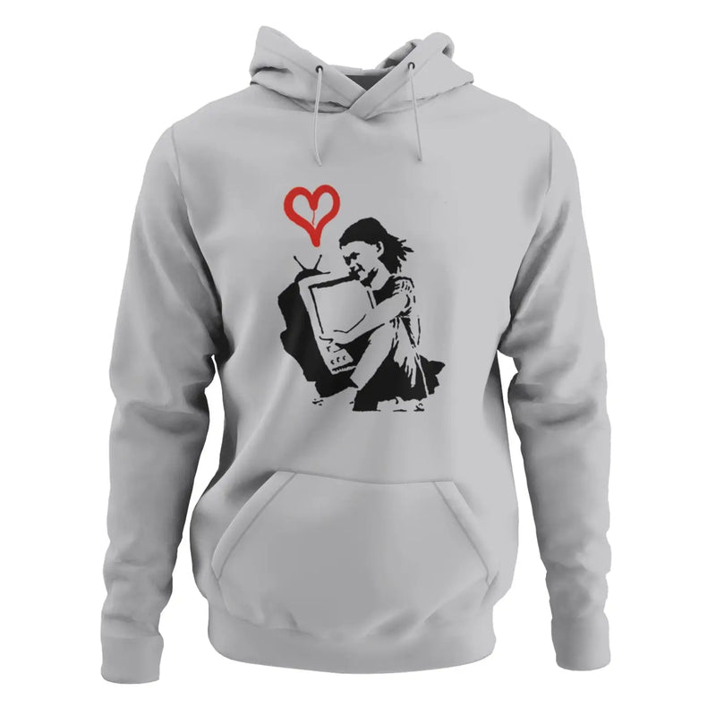 Banksy TV Girl Hoodie - S / Light Grey - Hoodie