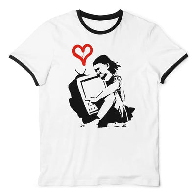 Banksy TV Girl Ringer T-Shirt M