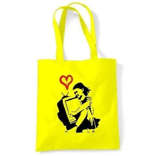 Banksy TV Girl Shoulder Bag Yellow