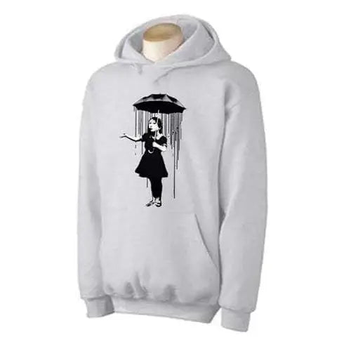 Banksy Umbrella Girl Nola Hoodie M / Light Grey