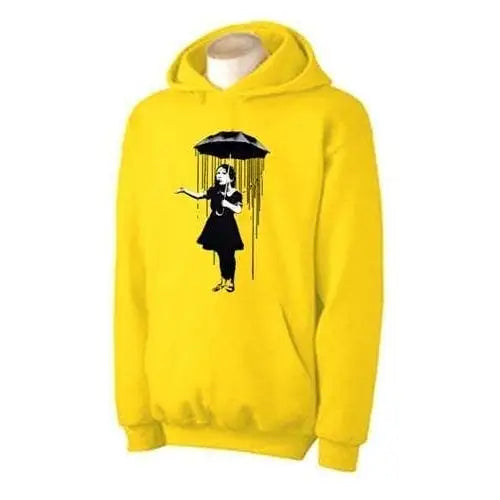 Banksy Umbrella Girl Nola Hoodie M / Yellow