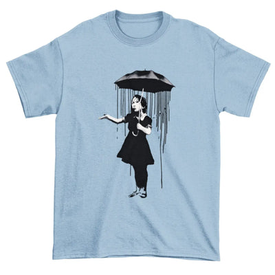 Banksy Umbrella Girl Nola Men's T-Shirt XXL / Light Blue
