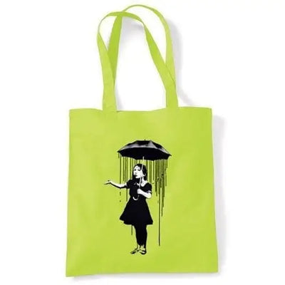 Banksy Umbrella Girl Nola  Shoulder Bag Lime Green