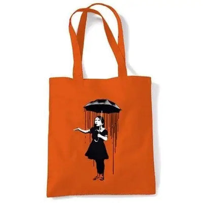 Banksy Umbrella Girl Nola  Shoulder Bag Orange