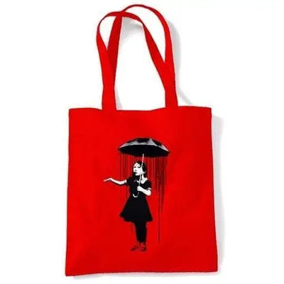 Banksy Umbrella Girl Nola  Shoulder Bag Red
