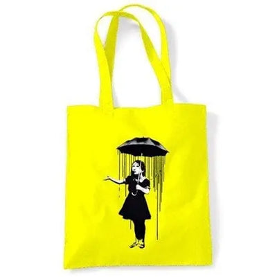 Banksy Umbrella Girl Nola  Shoulder Bag Yellow