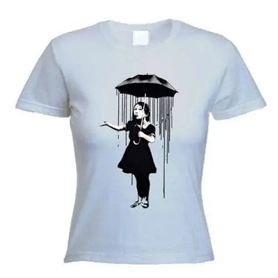 Banksy Umbrella Girl Nola Women's T-Shirt XL / Light Grey