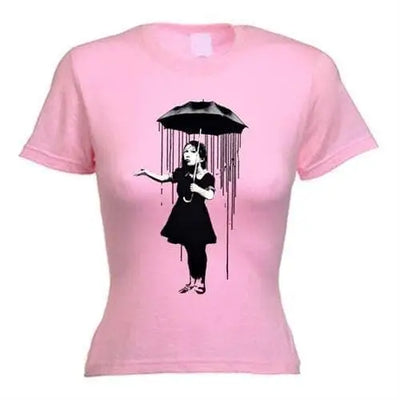 Banksy Umbrella Girl Nola Women's T-Shirt XL / Light Pink