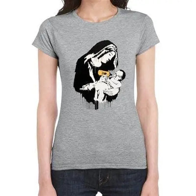 Banksy Virgin Mary Ladies T-Shirt L / Heather Grey