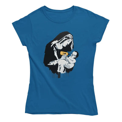 Banksy Virgin Mary Ladies T-Shirt S / Royal Blue