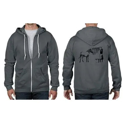 Banksy Washing Zebra Stripes Full Zip Hoodie XXL / Charcoal