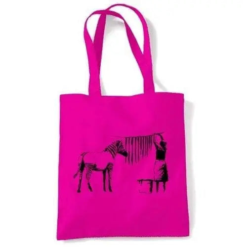 Banksy Washing Zebra Stripes Shoulder Bag Dark Pink