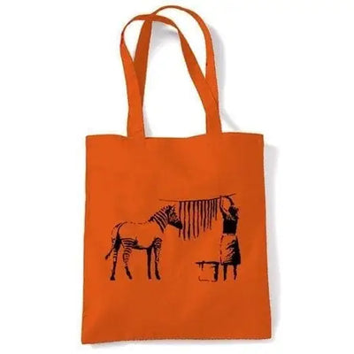 Banksy Washing Zebra Stripes Shoulder Bag Orange