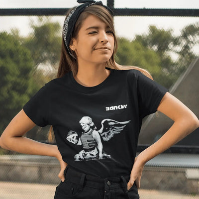 Banksy Winged Cherub Ladies T-Shirt