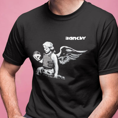 Banksy Winged Cherub Mens T-Shirt