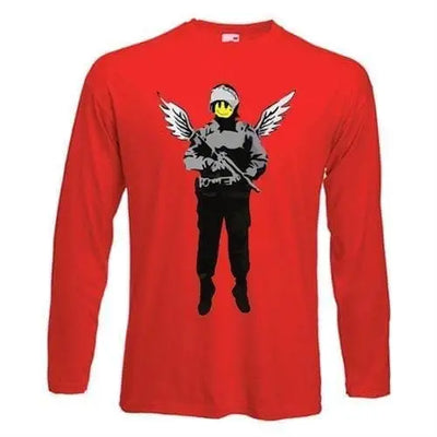 Banksy Winged Copper Long Sleeve T-Shirt XXL / Red