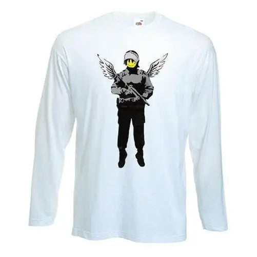 Banksy Winged Copper Long Sleeve T-Shirt XXL / White