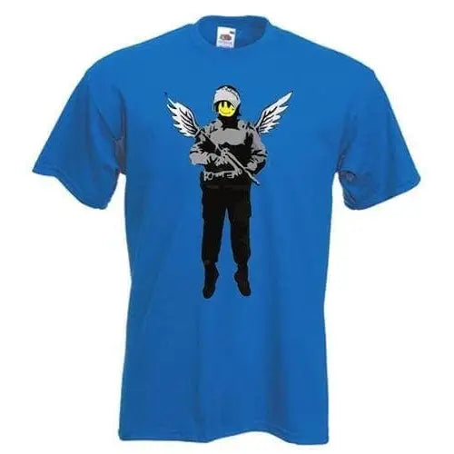 Banksy Winged Copper Mens T-Shirt L / Royal Blue