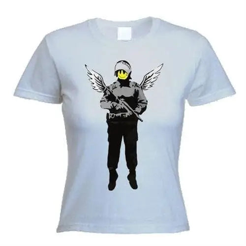 Banksy Winged Copper Womens T-Shirt M / Light Grey