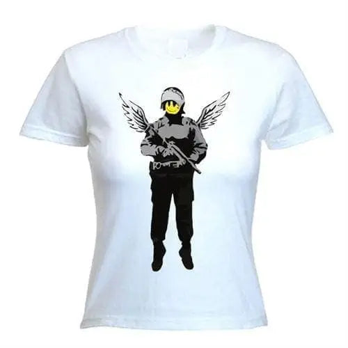 Banksy Winged Copper Womens T-Shirt M / White