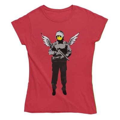 Banksy Winged Copper Womens T-Shirt S / Red