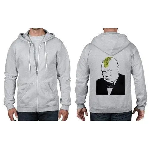 Banksy Winston Churchill Turf War Full Zip Hoodie M / Heather Grey