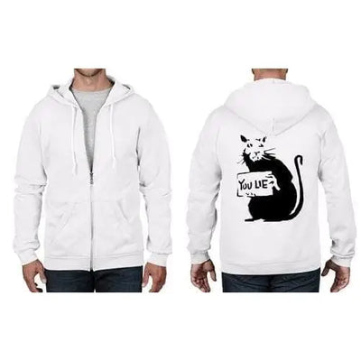 Banksy You Lie Rat Full Zip Hoodie 3XL / White