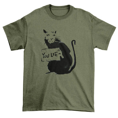 Banksy You Lie Rat Mens T-Shirt S / Khaki