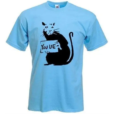 Banksy You Lie Rat Mens T-Shirt S / Light Blue