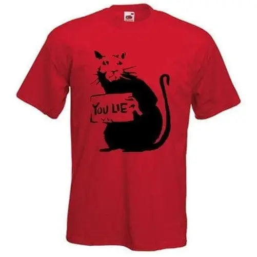 Banksy You Lie Rat Mens T-Shirt S / Red