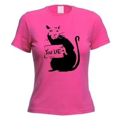 Banksy You Lie Rat Womens T-Shirt XL / Dark Pink