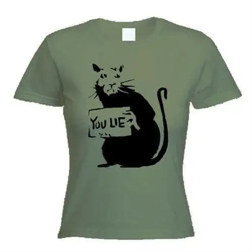 Banksy You Lie Rat Womens T-Shirt XL / Khaki