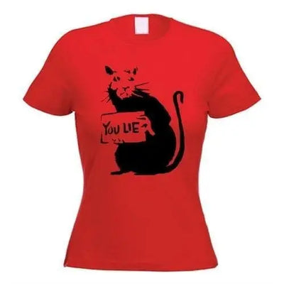 Banksy You Lie Rat Womens T-Shirt XL / Red