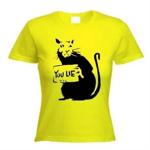 Banksy You Lie Rat Womens T-Shirt XL / Yellow