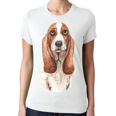 Basset Hound Portrait Cute Dog Lovers Gift Womens T-Shirt