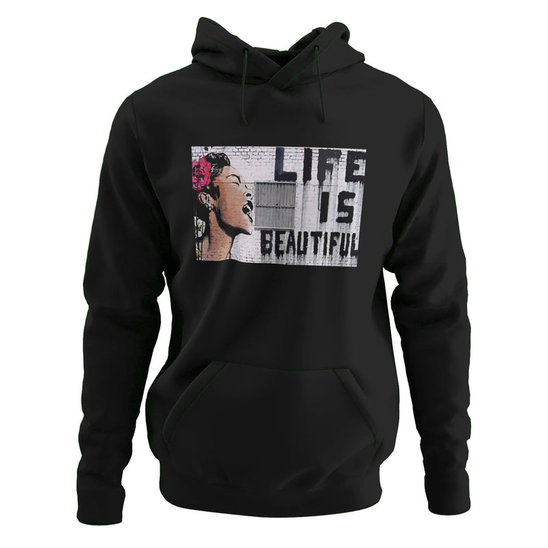 Banksy Life is Beautiful Pouch Pocket Hoodie