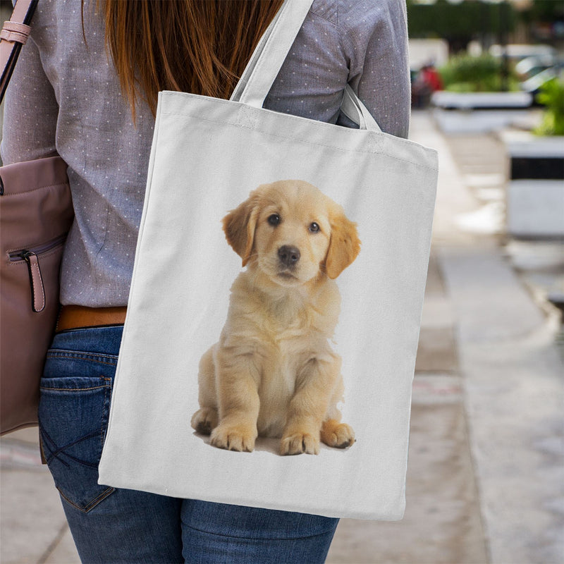 Golden Retriever Puppy Tote Bag - Cute Shopping Bag for Dog Lover