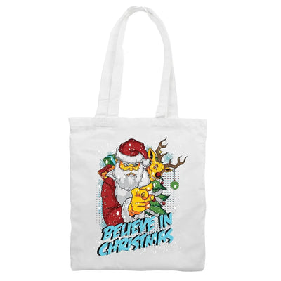 Believe In Christmas Bad Santa Claus Shoulder Shopping Bag