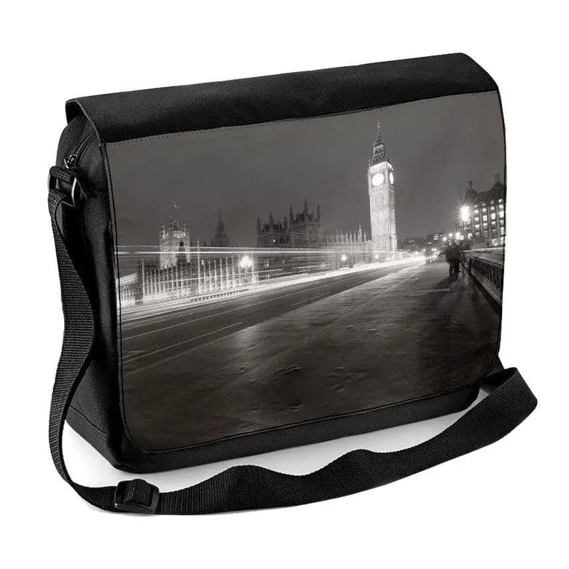 Big Ben London Black and White Laptop Messenger Bag